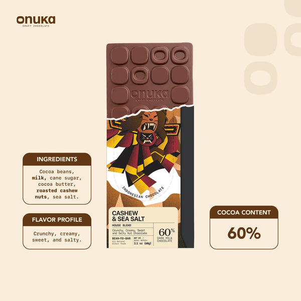 Cashew & Sea Salt, 60% Milk Chocolate