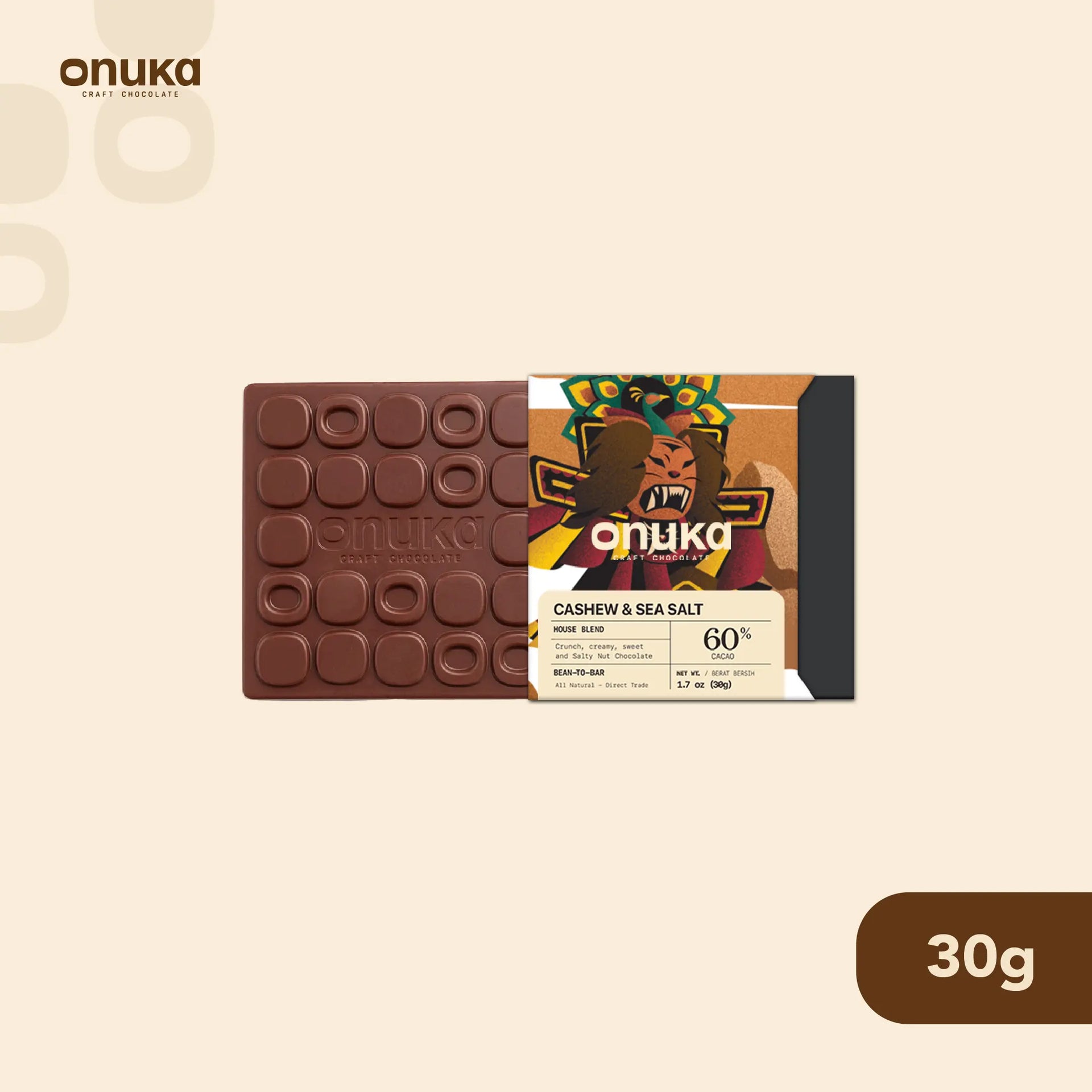 Cashew & Sea Salt, 60% Milk Chocolate