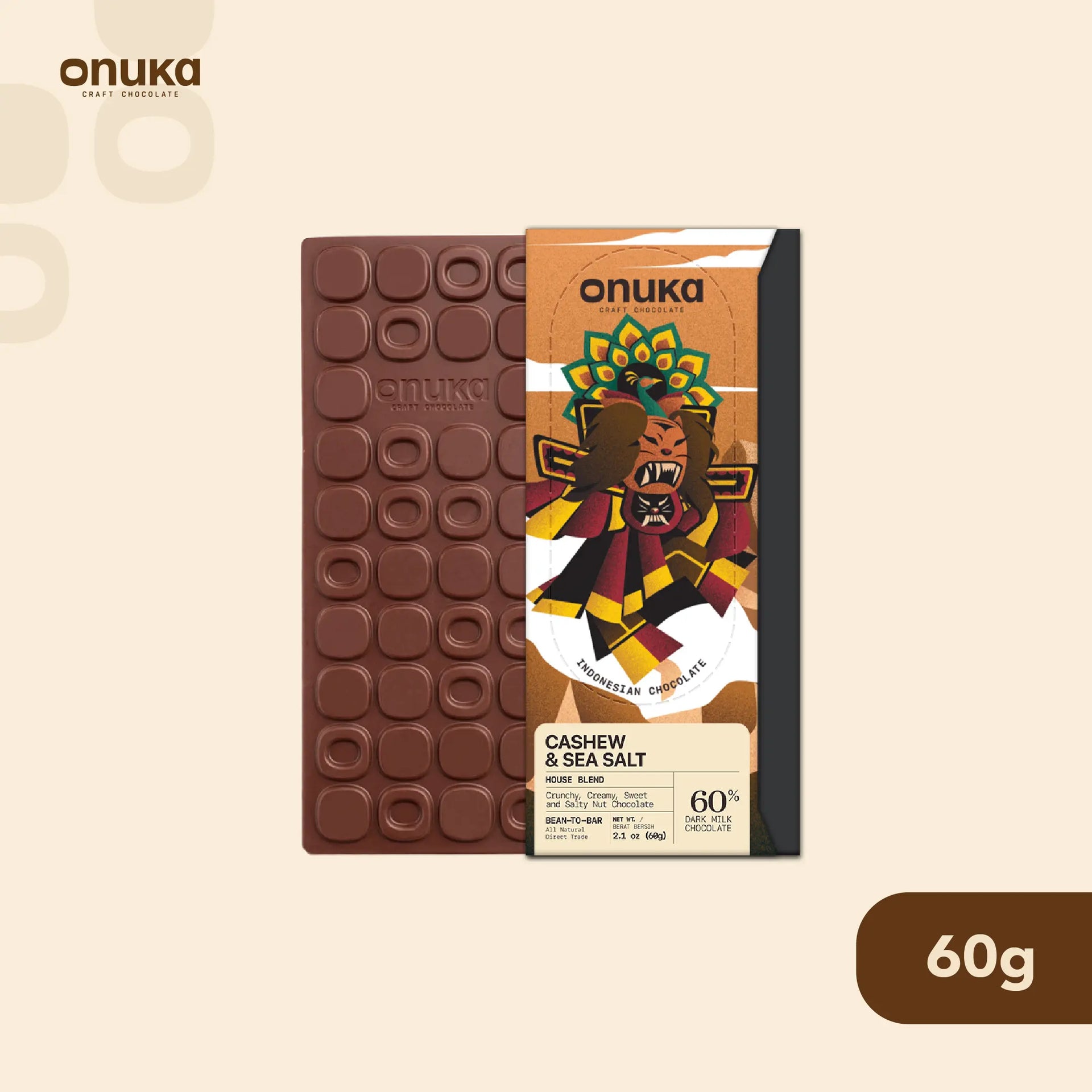 Cashew & Sea Salt, 60% Milk Chocolate