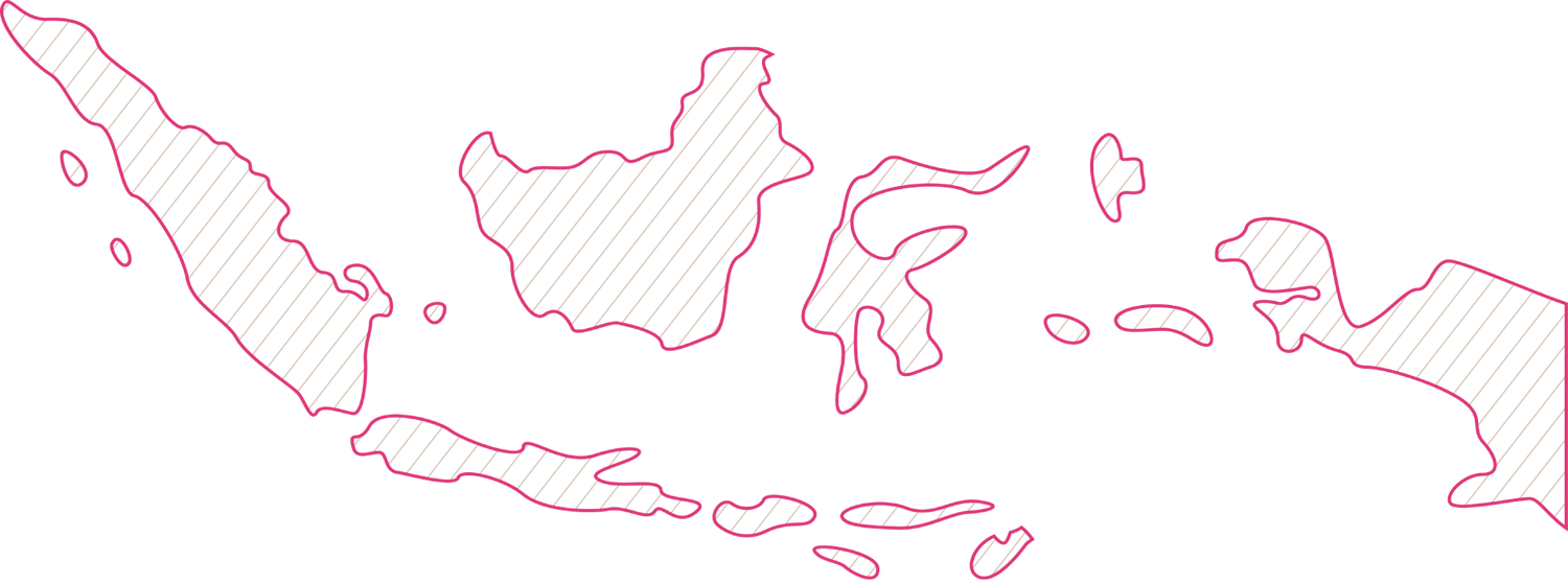 Map of Indonesia with support hubs